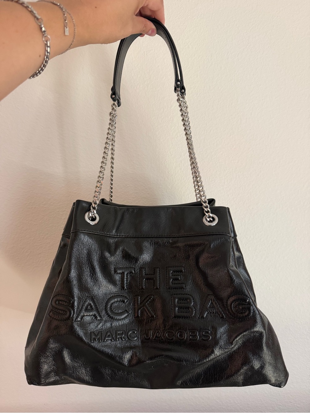 Marc Jacobs The Sack Bag - Black Leather Shoulder Chain Sack